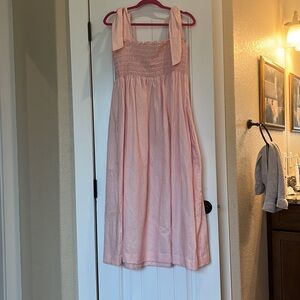 Pink linen/cotton stripe dondolo dress